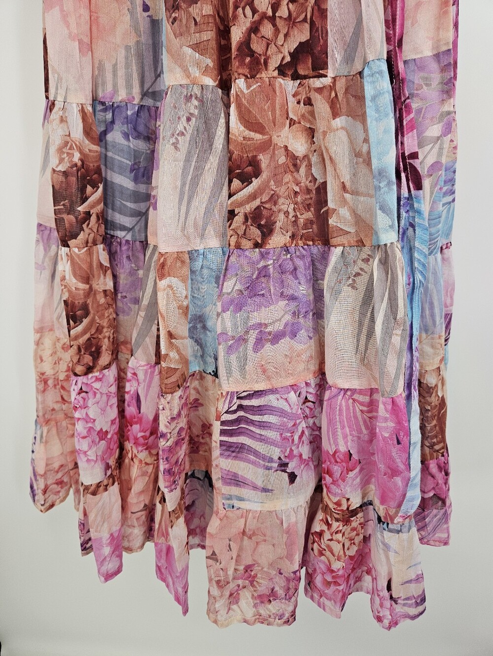 Johnny Was Jade Silk Blend Patchwork Floral Annalise Wrap Midi Dress - Picture 5 of 13